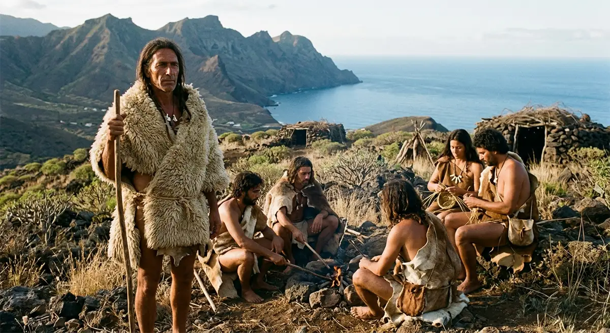 Recreación histórica vistiendo un tamarco aborigen